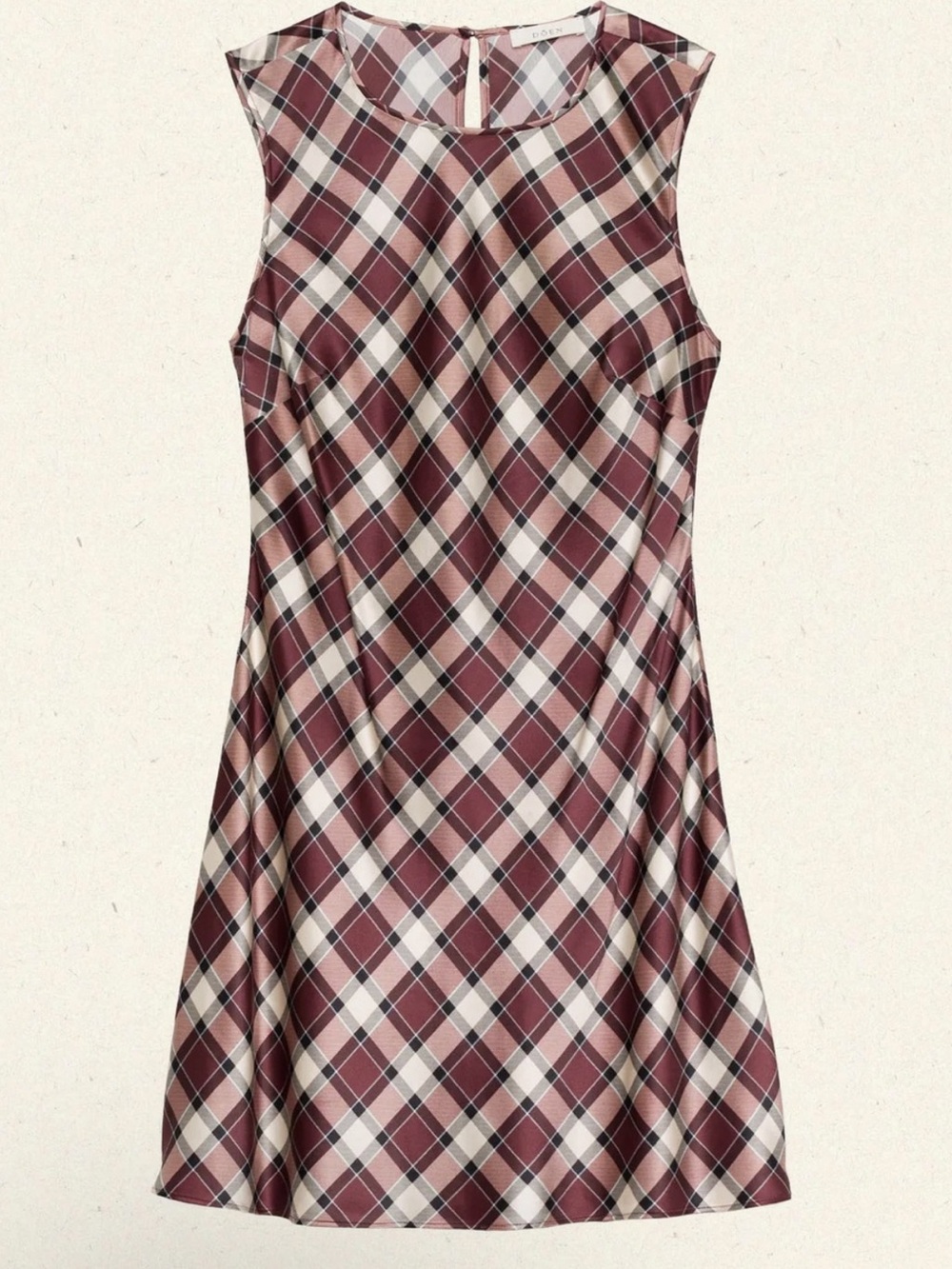 NWT NEW DÔEN Alamere Plaid Silk Mini Dress Norfolk Plaid X Large XL pink red
